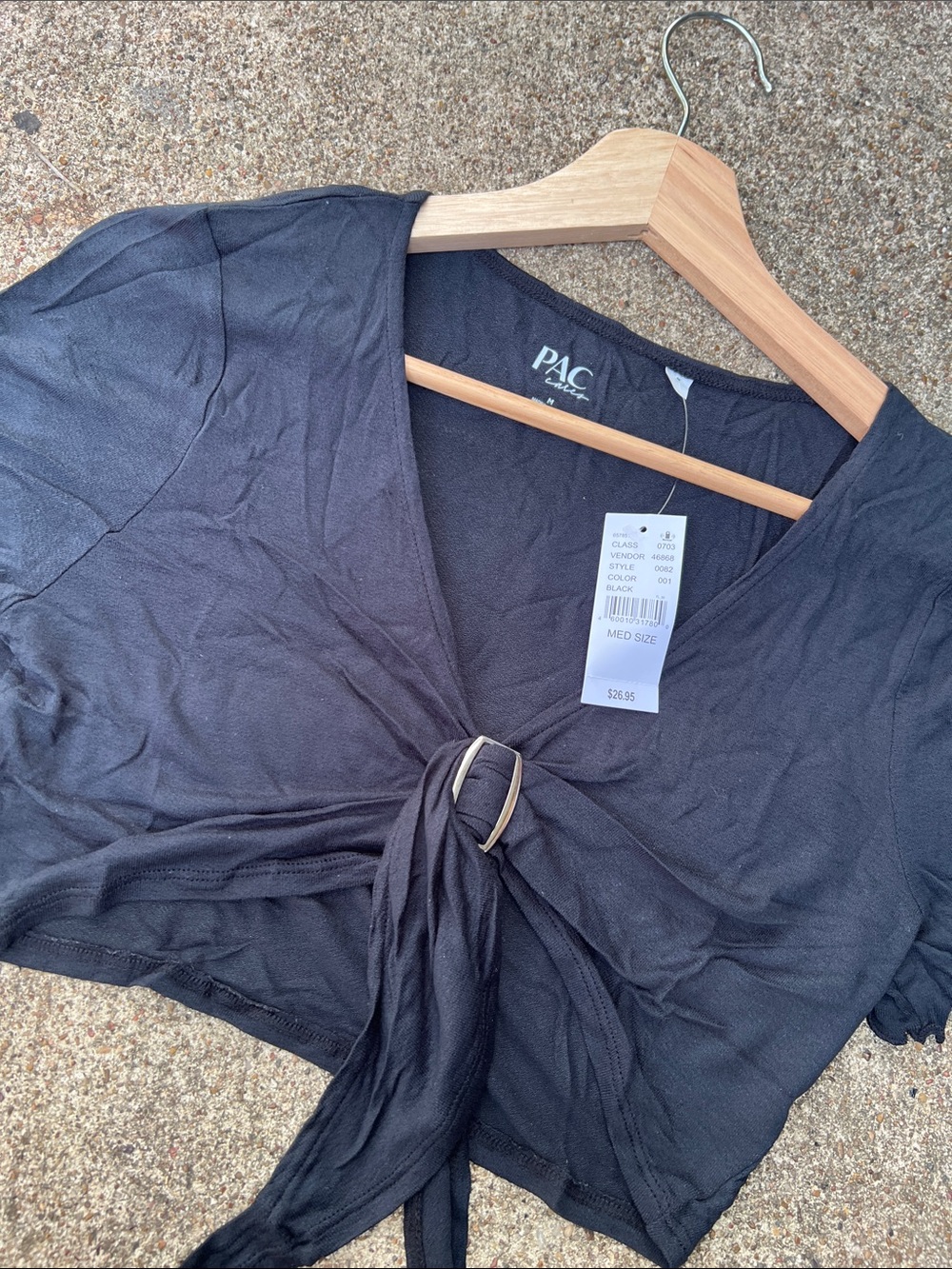PacSun Black Ring Tie-Front Crop Top - Picture 4 of 7